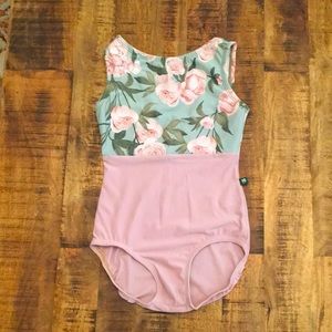 Lucky Leo Aloe Peony and Dusty Rose Flight Leotard